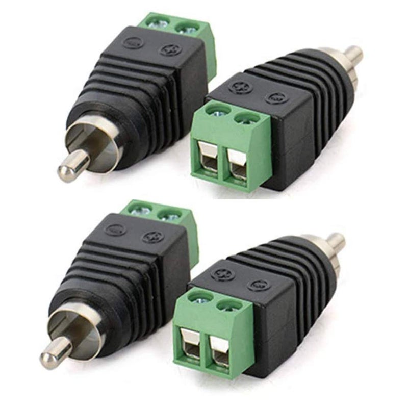 AILTECK Phono RCA Male Plug to AV Screw Terminal Audio Video Connector Speaker Wire to RCA Adapter 4-Pack - Image 1